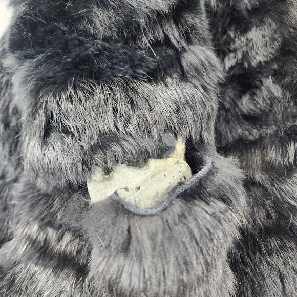 Custom WOMENS SIZE L 100% Dyed Rabbit Fur Black Jacket Lined VINTAGE 90s - Picture 13 of 16